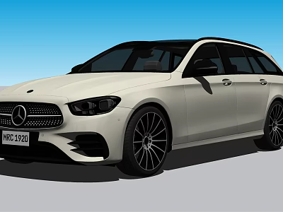 White Mercedes Benz Station Wagon With Black Wheels And Modern Exterior Design 3d model