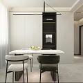 Modern Dining Living Room Interior With Sofa Dining Table Pendant Light And Wall Art