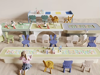 Modern Children's Table and Chair Children's Building Blocks Table and Chair Lego Table and Chair Children's Chair Lego Building Blocks Table 3d model