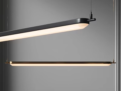 Modern Linear Pendant Light With Black Gold Metal Frame And Sleek Contemporary Hanging Design 3d model