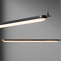 Modern Linear Pendant Light With Black Gold Metal Frame And Sleek Contemporary Hanging Design