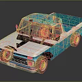 Vintage Blue And White Pickup Truck With Classic Retro Design And Shiny Finish
