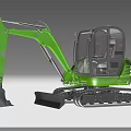 Green Compact Excavator With Tracks Cab Arm And Bucket For Construction Work 3d model