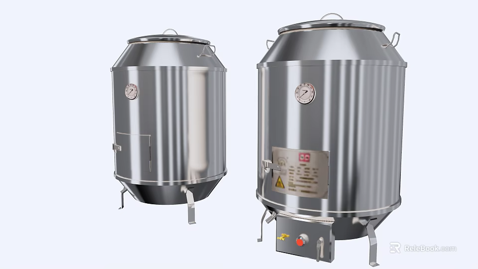 Commercial Kitchen Stainless Steel Cooking Equipment With Pressure Gauge And Control Panel 3d model 