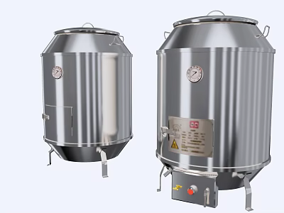 Commercial Kitchen Stainless Steel Cooking Equipment With Pressure Gauge And Control Panel 3d model