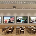 Modern Conference Room Interior With Multiple Screens Long Tables And Chairs