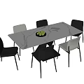 Dining table and chair combination dining table dining chair 3d model