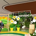 Shopping Mall Interior With Large Colorful Flowers Green Plant Decorations And NAYZEER COM Sign