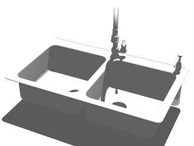 Modern Double Bowl Kitchen Sink With Faucet For Home Kitchen Use 3d model