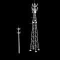 Tall Communication Tower With Multiple Antennas And Short Metal Pole Structure