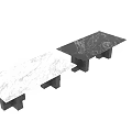 Modern Black Marble Dining Table With Textured Square Legs And Rectangular Glossy Top 3d model