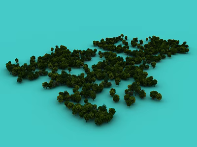 Lush Green Arbor Trees Forming Natural Cluster In Open Space 3d model
