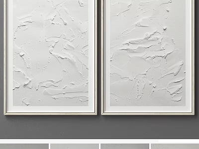 White Textured Abstract Paintings As Framed Wall Decor 3d model