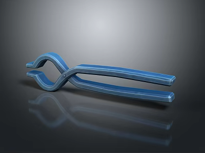 Stylish Modern Blue Lighting Combination with Curved Structure and Reflective Surface on Gray Background 3d model