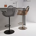 Modern Black And Gold Bar Stools With Unique Backrests And Stable Bases 3d model