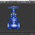 Industrial Pipeline Valve With Blue Body And Red Control Wheel
