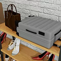 Multi tiered Metal Frame Shoe Rack With Various Shoes And Colorful Storage Boxes