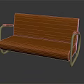 Orange Upholstered Modern Sofa With Silver Metal Armrests And Durable Frame For Living Room Seating