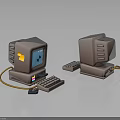 Retro Electronic Appliances Showcasing Vintage Computer Monitors Keyboards And Tower Systems 3d model