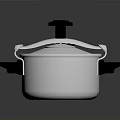 Modern Silver Pressure Cooker Kitchen Appliance With Black Handles And Knob