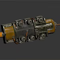 Futuristic Sci Fi Weapon With Mechanical Design Multiple Metallic Barrels And Orange Gray Color