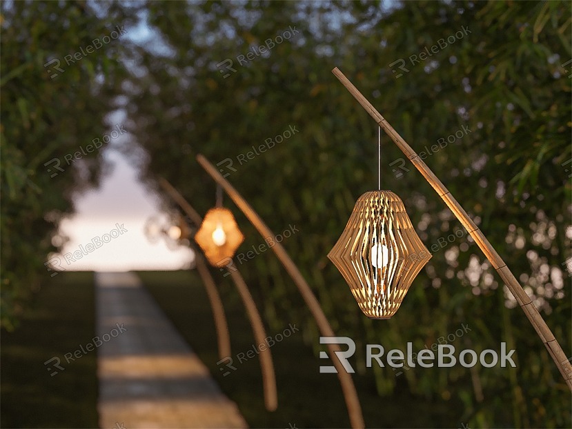 Middle Ancient Street Light Southeast Asia Rattan Landscape Light Southeast Asia Street Light Modern High Pole Landscape Bamboo Light Rural Landscape model