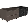 Modern Bedside Tables Brown And Black Leather With Drawers Stitched Details And Metal Legs