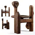 Walnut Wood Dining Chairs with Natural Grain and Unique Curved Structure Design