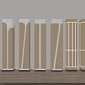 Modern Wooden Pillars With White Accent Lines And Geometric Patterns For Interior Design