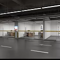 Spacious Indoor Workspace With Glass Partitions Gray Flooring White Arrow Markings And Ceiling Lights