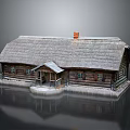 Traditional Wooden House With Thatched Roof Red Chimney And Porch Design