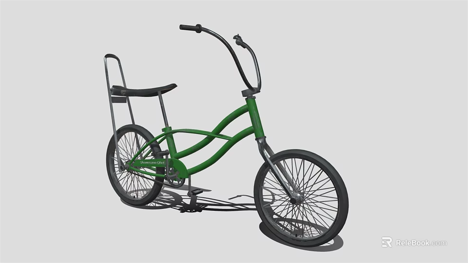 Stylish Green Bicycle With Curved Handlebars Black Seat And Rear Rack 3d model 