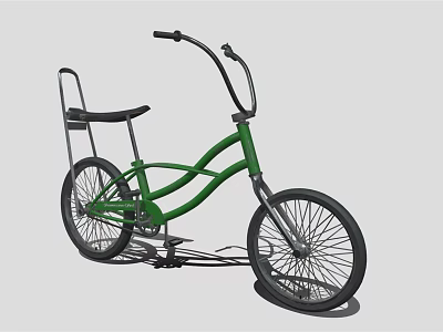 Stylish Green Bicycle With Curved Handlebars Black Seat And Rear Rack 3d model