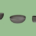 Minimalist Ceramic Vessels Including Bowls and Mugs in Gray and Black Textured Finish