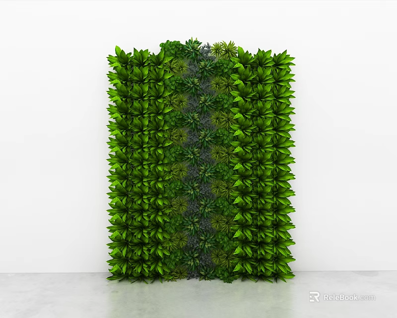 Indoor Living Green Plant Wall With Lush Foliage And Vertical Garden Design 3d model 
