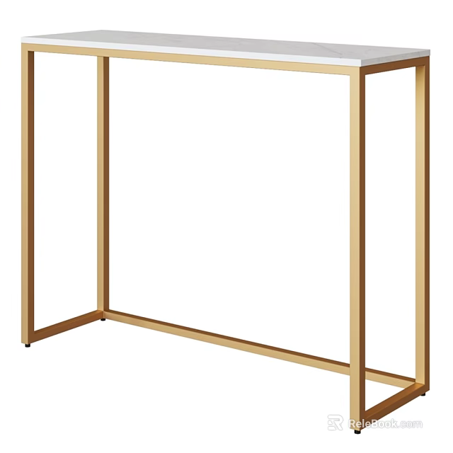 Elegant Modern Dining Table With Gold Metal Frame And White Tabletop 3d model 