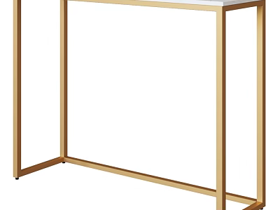 Elegant Modern Dining Table With Gold Metal Frame And White Tabletop 3d model