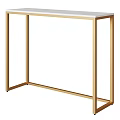 Elegant Modern Dining Table With Gold Metal Frame And White Tabletop