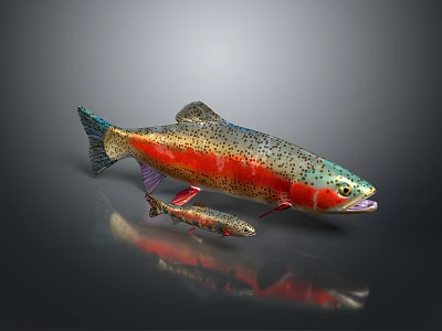 Colorful Large And Small Fish Decorative Figurines As Home Living Decor Items 3d model