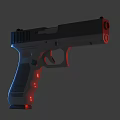 Black Tactical Pistol With Blue And Red Glowing Accents Textured Grip 3D Render
