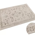 Square Beige Rug With Decorative Floral Pattern And Intricate Border Design 3d model