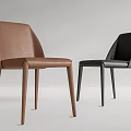 Modern Brown And Black Leather Dining Chairs With Sleek Design 3d model