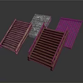 Architectural Building Materials With Wooden Grilles And Stone Tile Design Elements