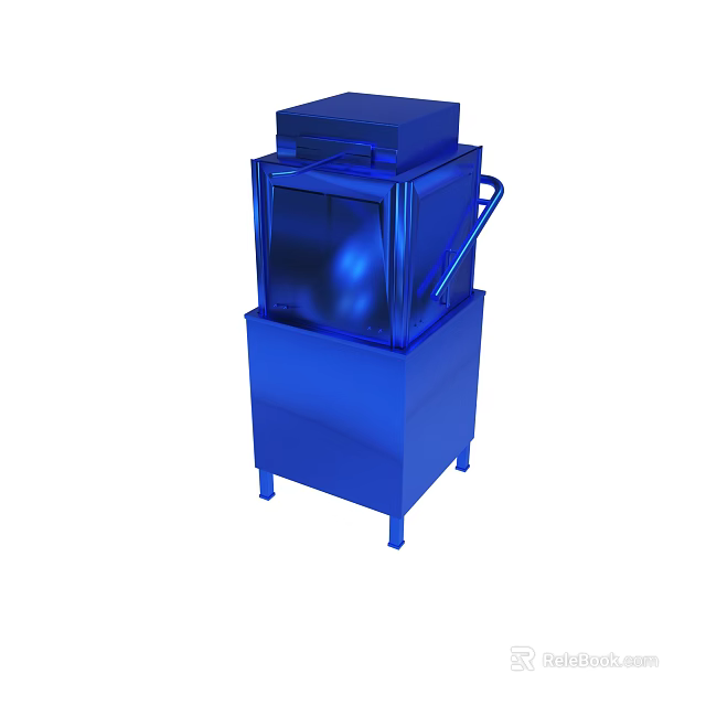 Solid Blue Metallic Industrial Equipment With Handle And Square Base Structure 3d model