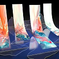 Colorful Flowing Fabric-like Modern Art Installation Photo Spot With Shiny Reflective Base