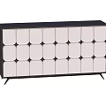 Modern TV Stand With Geometric White Panels Black Frame And Metal Legs