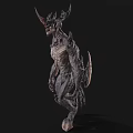 Horned Game Movie Character With Spiked Textured Muscular Body And Mythical Features