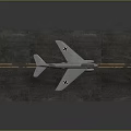 Military Airplane Model On Gray Runway With Yellow Lines And Cross Markings