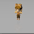 3D Cartoon Style Little Girl Character With Tiger Ears And Orange Striped Outfit
