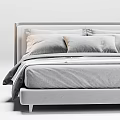 Modern Double Bed Design with Upholstered Headboard Mattress Bed Sheets and Pillows 3d model
